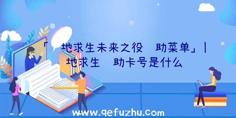 「绝地求生未来之役辅助菜单」|绝地求生辅助卡号是什么